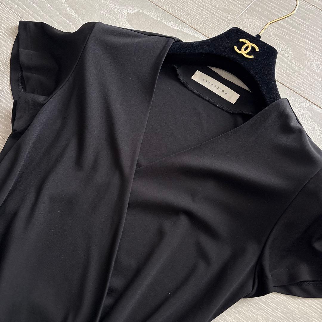 【美品✴︎】ESTNATIONエストネーション カシュクールワンピ ブラック