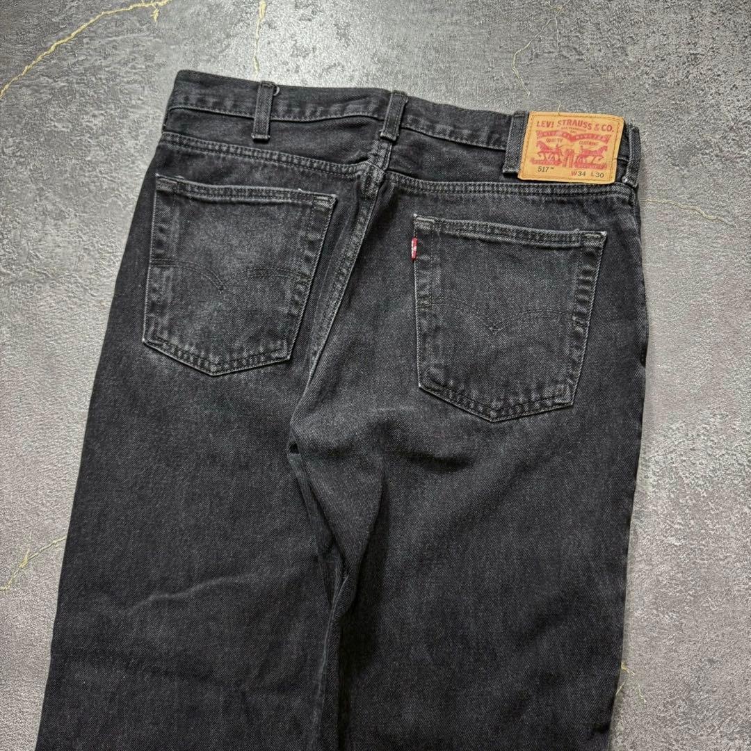美品Levi's 517後染めブラックデニムW34blackフレアブーツカット