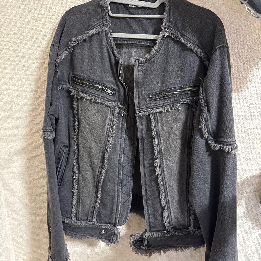 ジャケット・アウター NOT4NERD Cut Off Non-Collar Denim Jacket