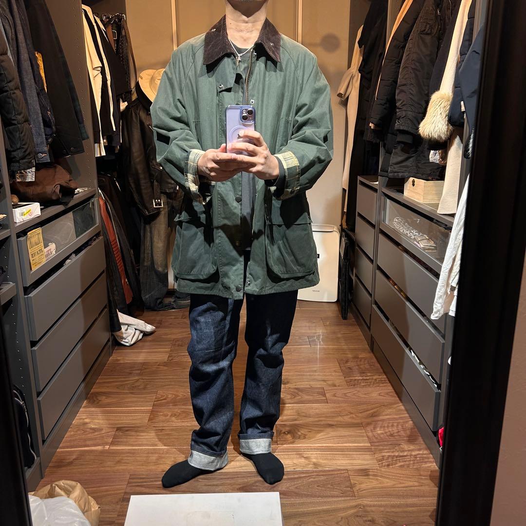 美品Barbour Beaufort 40セージ オイルドジャケット バブアー