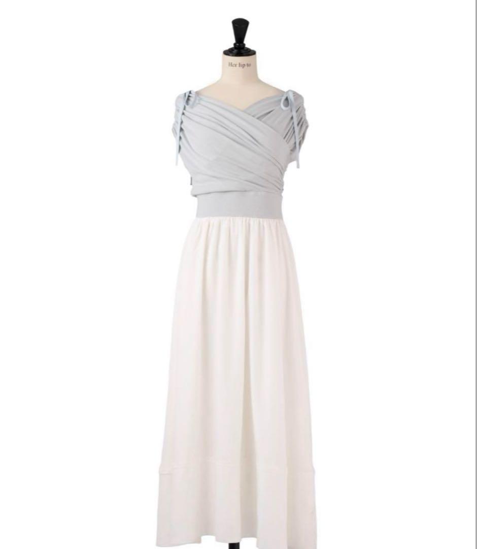 ワンピース herlipto Gathered Bicolor Dress