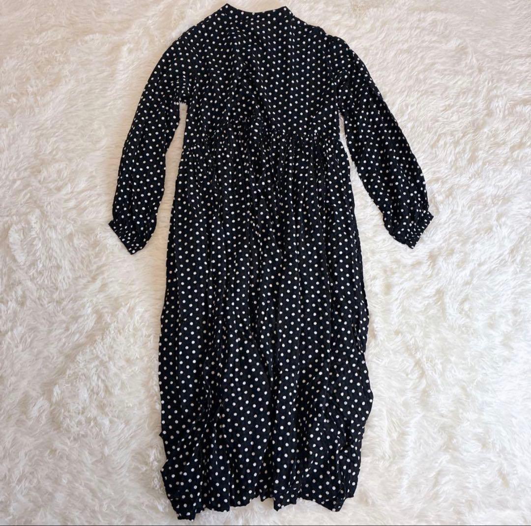 極美品 ビアズリー BEARDSLEY ドットギャザーワンピース　ロング