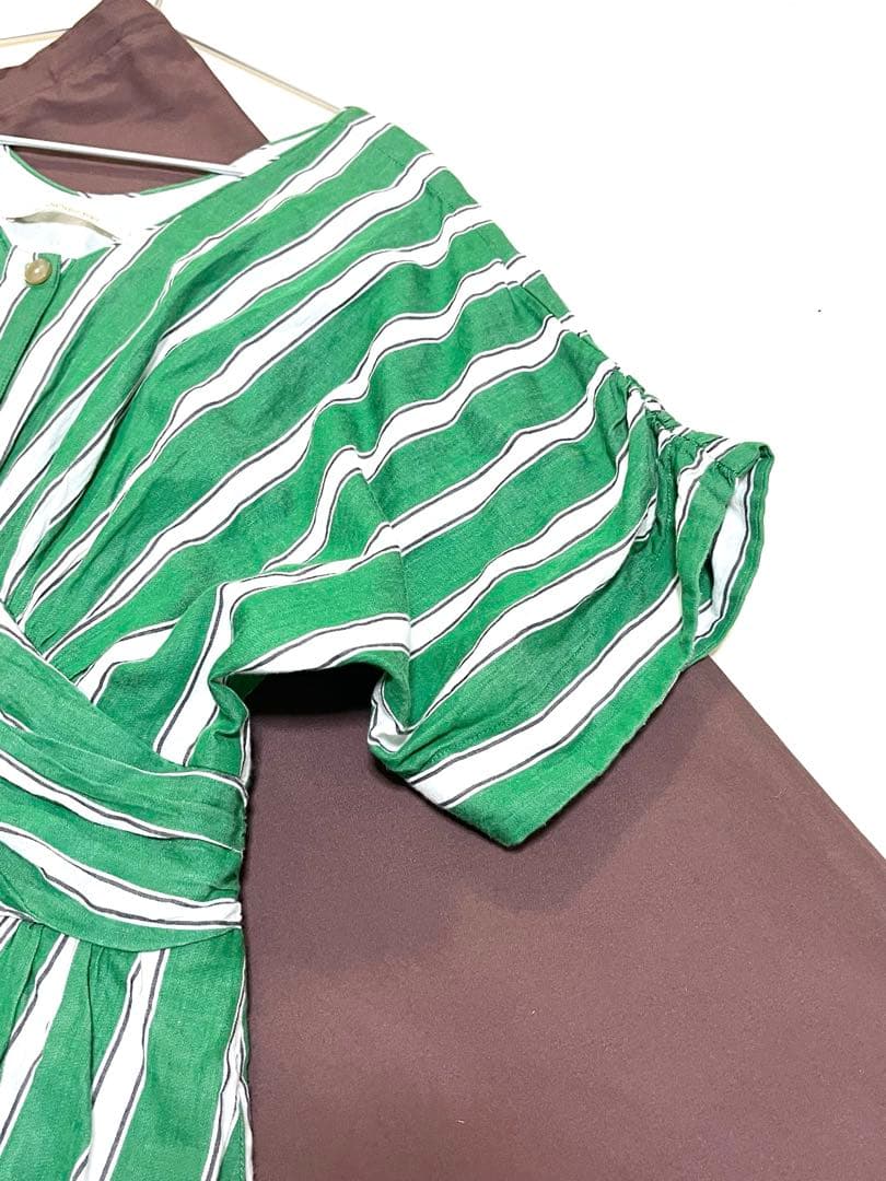 ヌキテパ　Cotton Voile Stripe Waist Gather