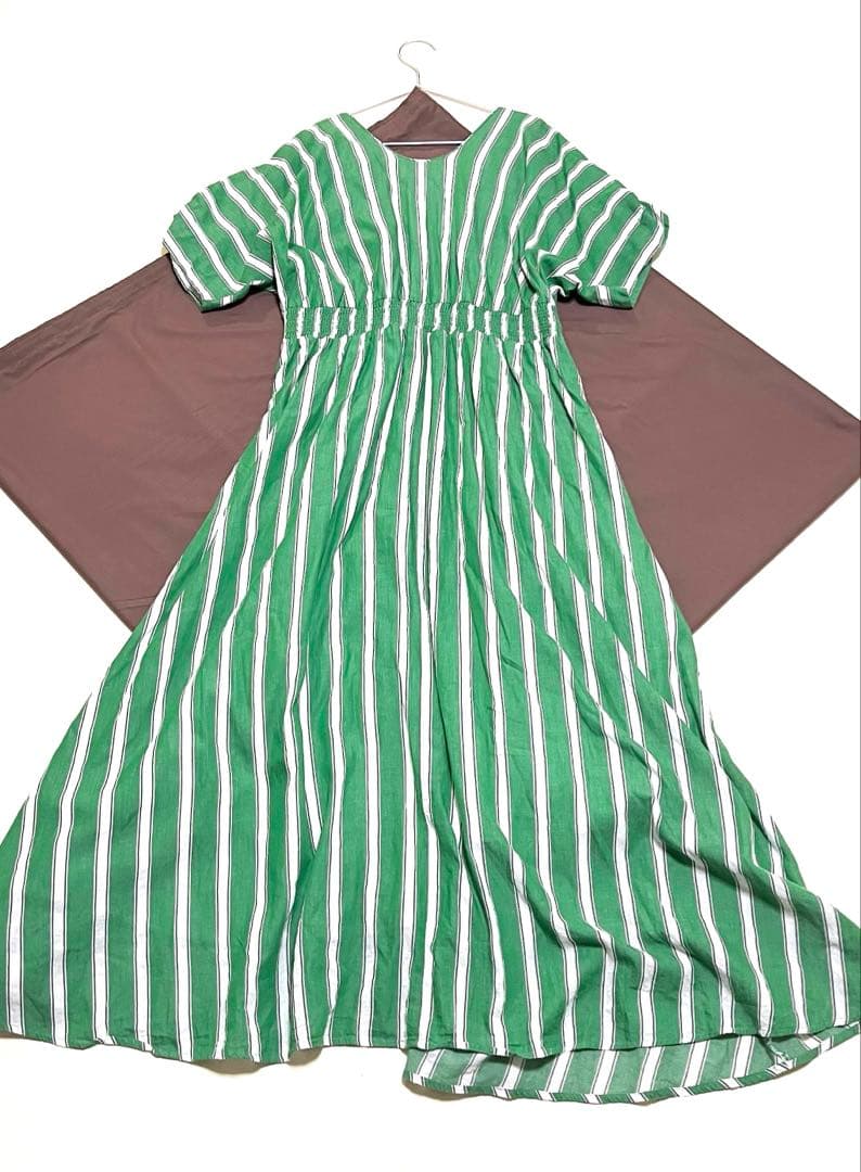 ヌキテパ　Cotton Voile Stripe Waist Gather