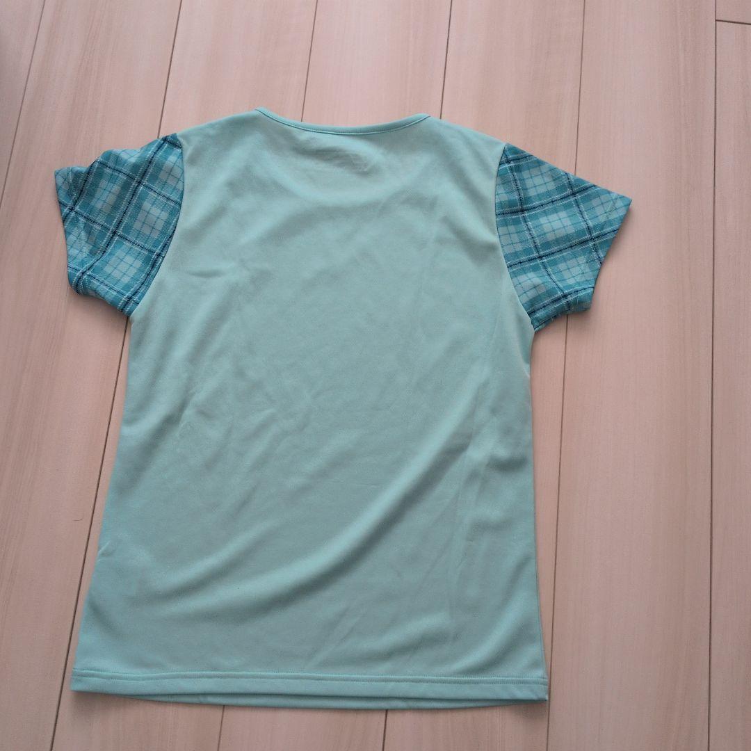水色 チェック柄 テニスウェア　上下２点セット