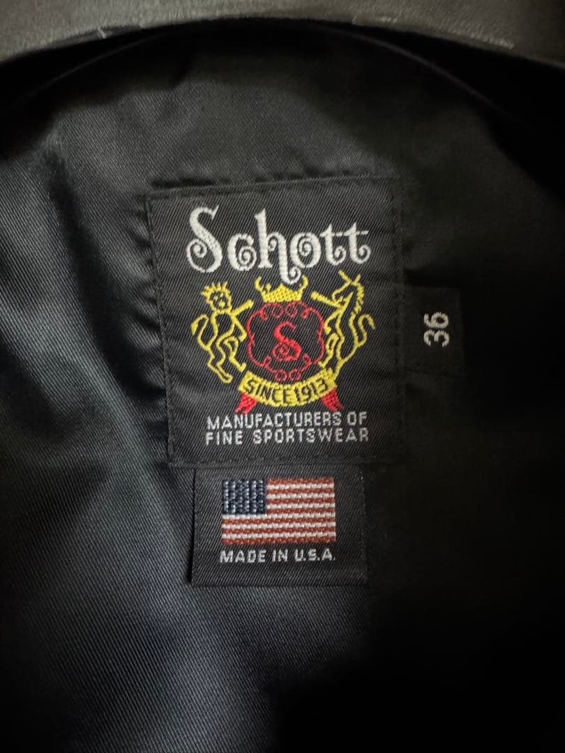 Schott ブラック レザージャケット 36 7209 103us