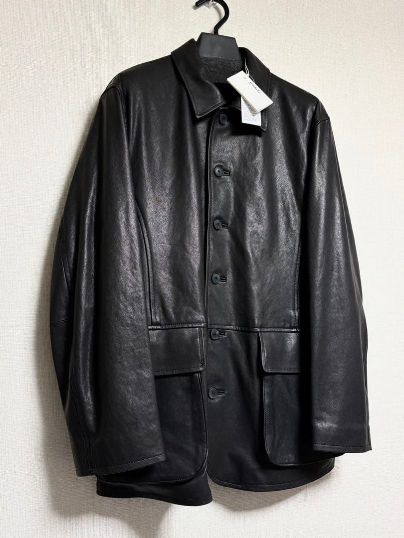 AURALEE TEXTURED LAMB LEATHER BLOUSON 新品