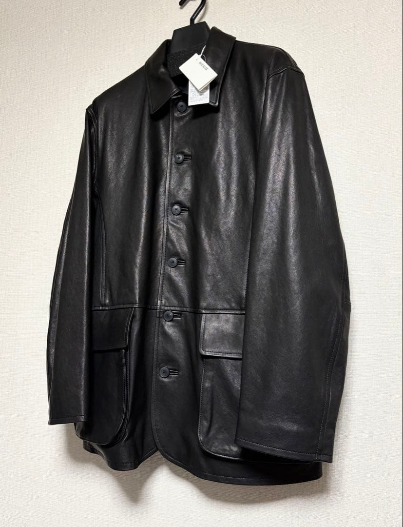 AURALEE TEXTURED LAMB LEATHER BLOUSON 新品