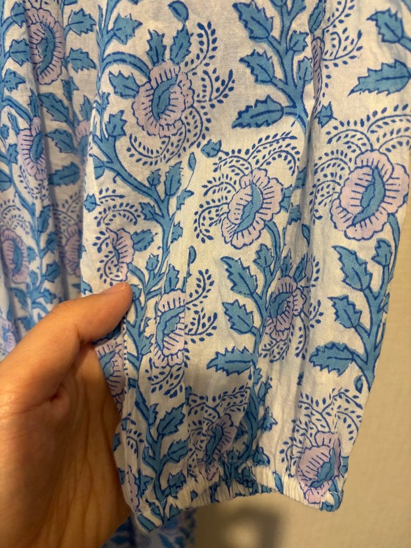 エスゼットブロックプリント　kitty dress S コーンフラワー