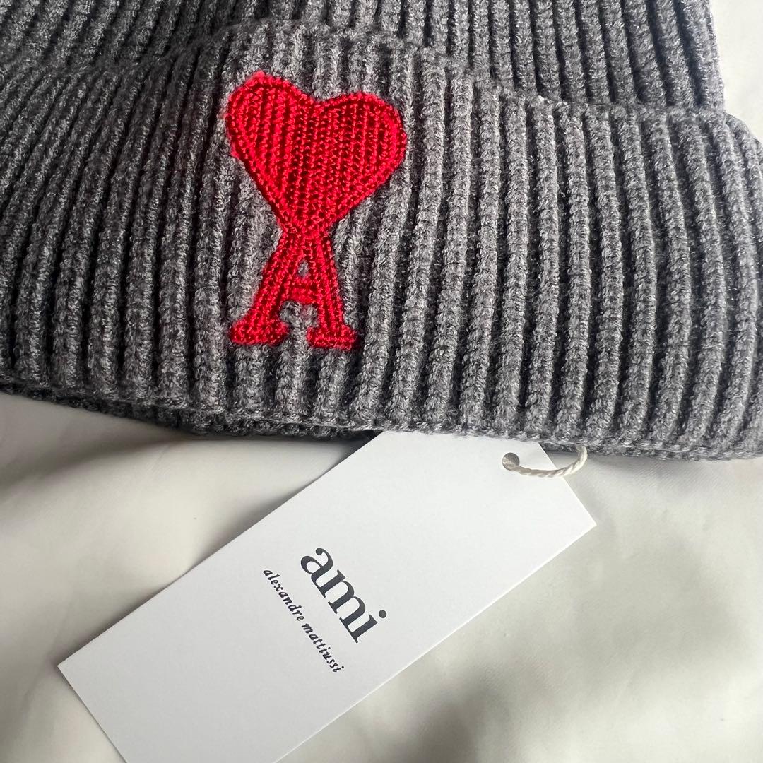 新品未使用　ami parisニットビーニー グレー