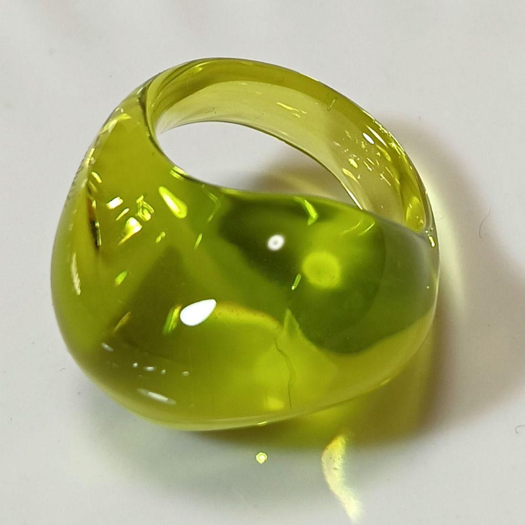 2151【希少 美品】Baccarat リング ガレ クリスタル 13 グリーン