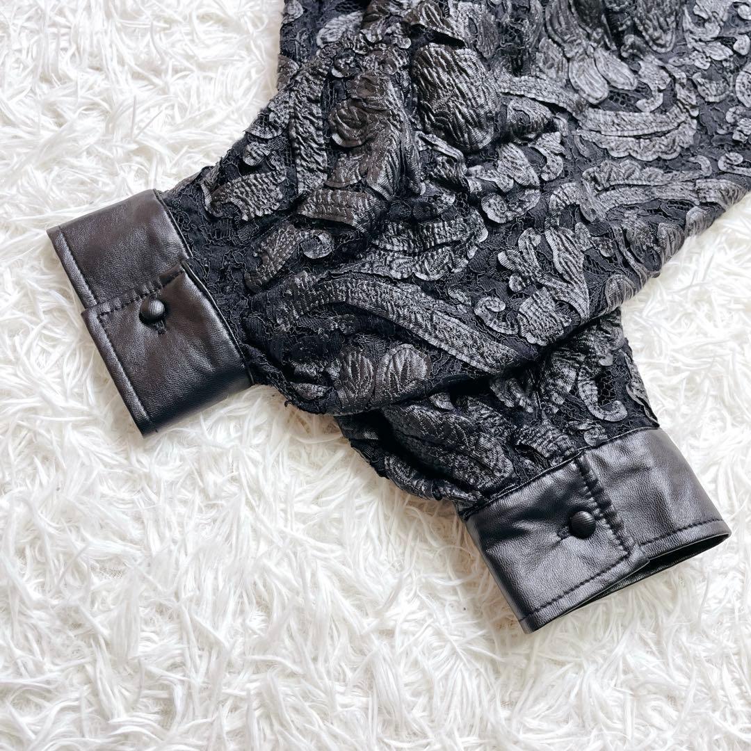 美品✨ AMERI FAKE LEATHER EMBROIDERY SHIRT