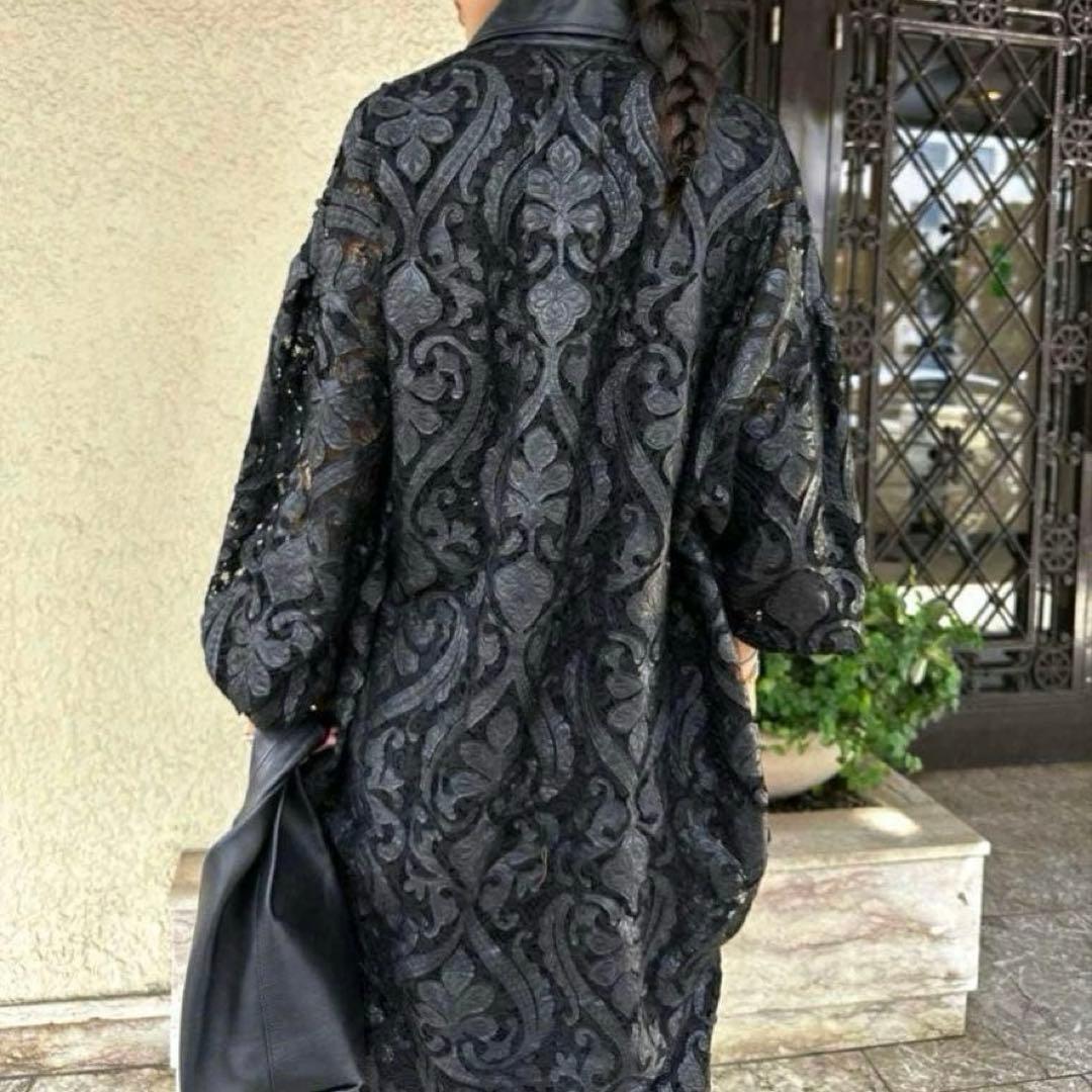 美品✨ AMERI FAKE LEATHER EMBROIDERY SHIRT