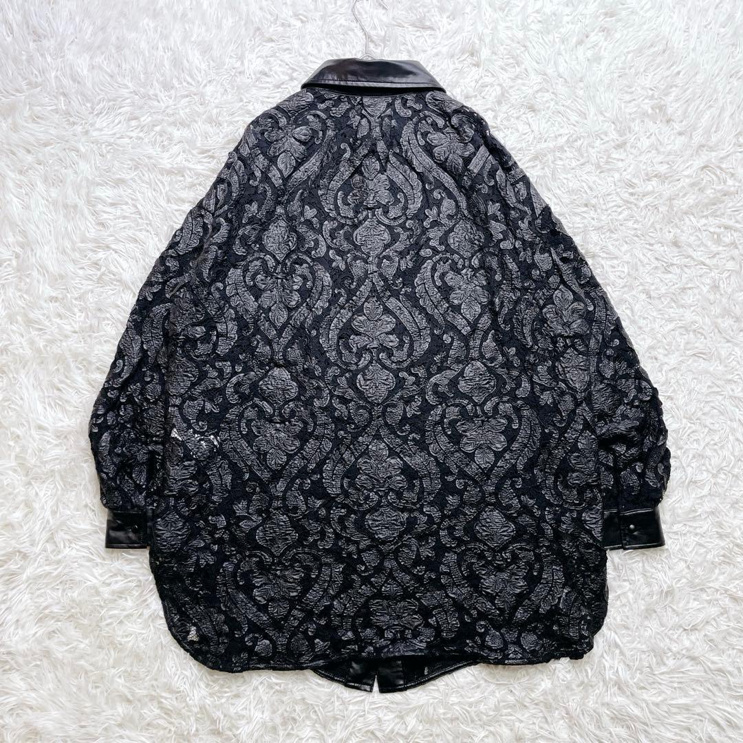 美品✨ AMERI FAKE LEATHER EMBROIDERY SHIRT