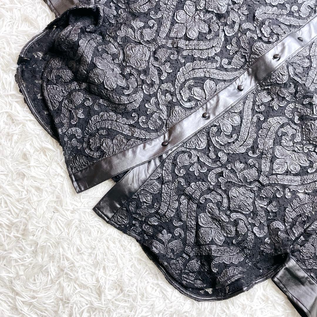 美品✨ AMERI FAKE LEATHER EMBROIDERY SHIRT