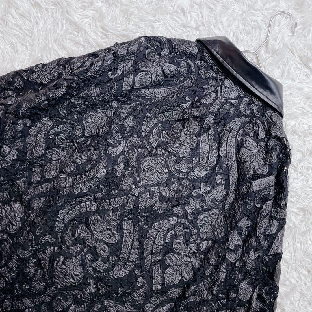 美品✨ AMERI FAKE LEATHER EMBROIDERY SHIRT