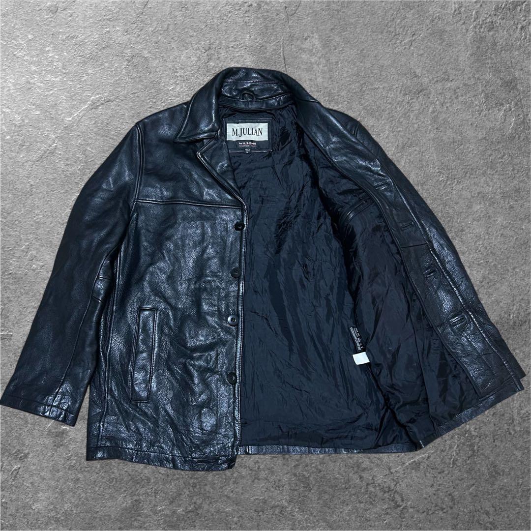 \" 90s \" WILSONS LEATHER 本革 カーコート シボ革 古着