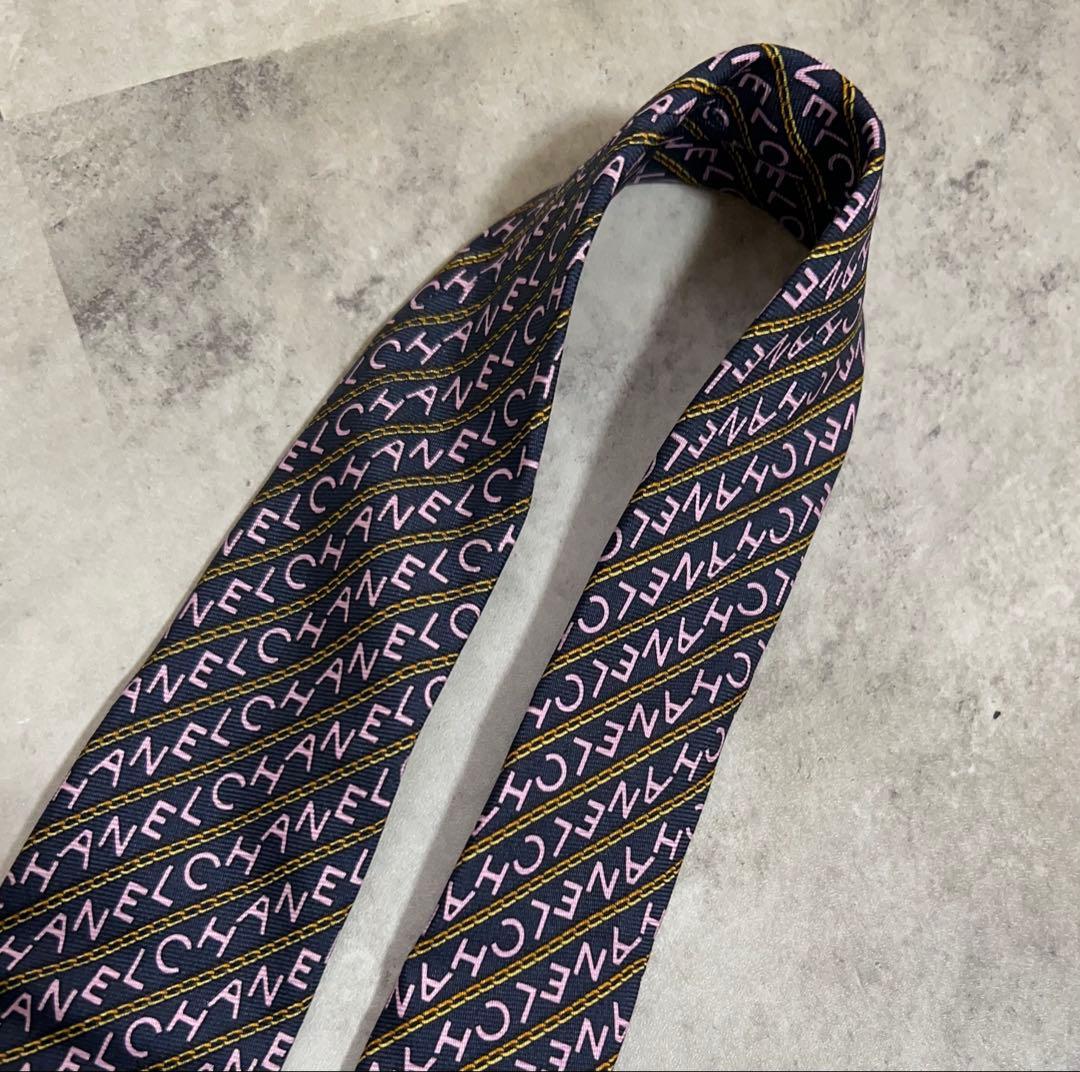 CHANEL ネクタイ ブランドロゴ 総柄 レジメンタル