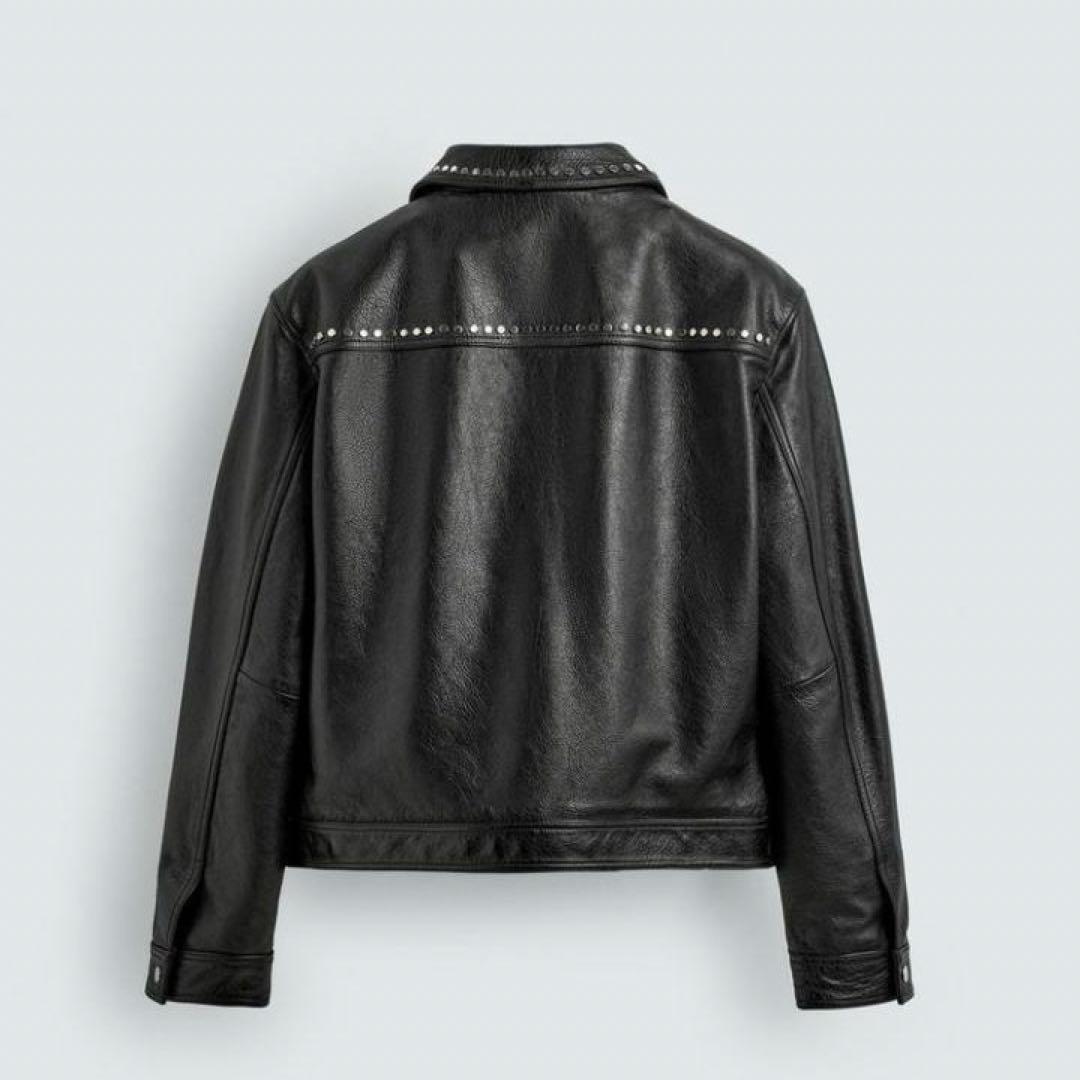 ZARA ザラ スタッズ付きレザー リラックスフィットジャケット M