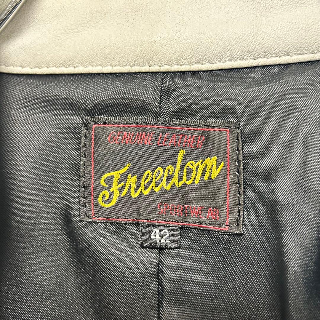 美品　FREEDOM 本革シングルライダース　レザージャケット　42サイズ　牛革