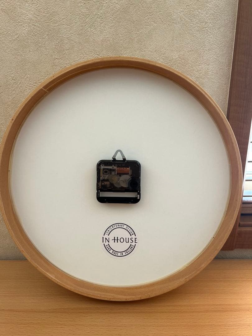 電波時計英国 IN HOUSE 壁掛け時計 30cm ナチュラルウッド ガラス
