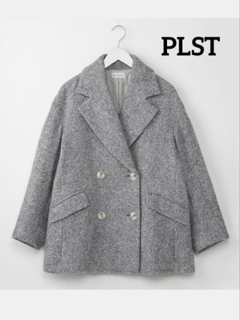 PLST★　プラステ　ツイードハーフコート　グレー　Lサイズ　新品　大人上品