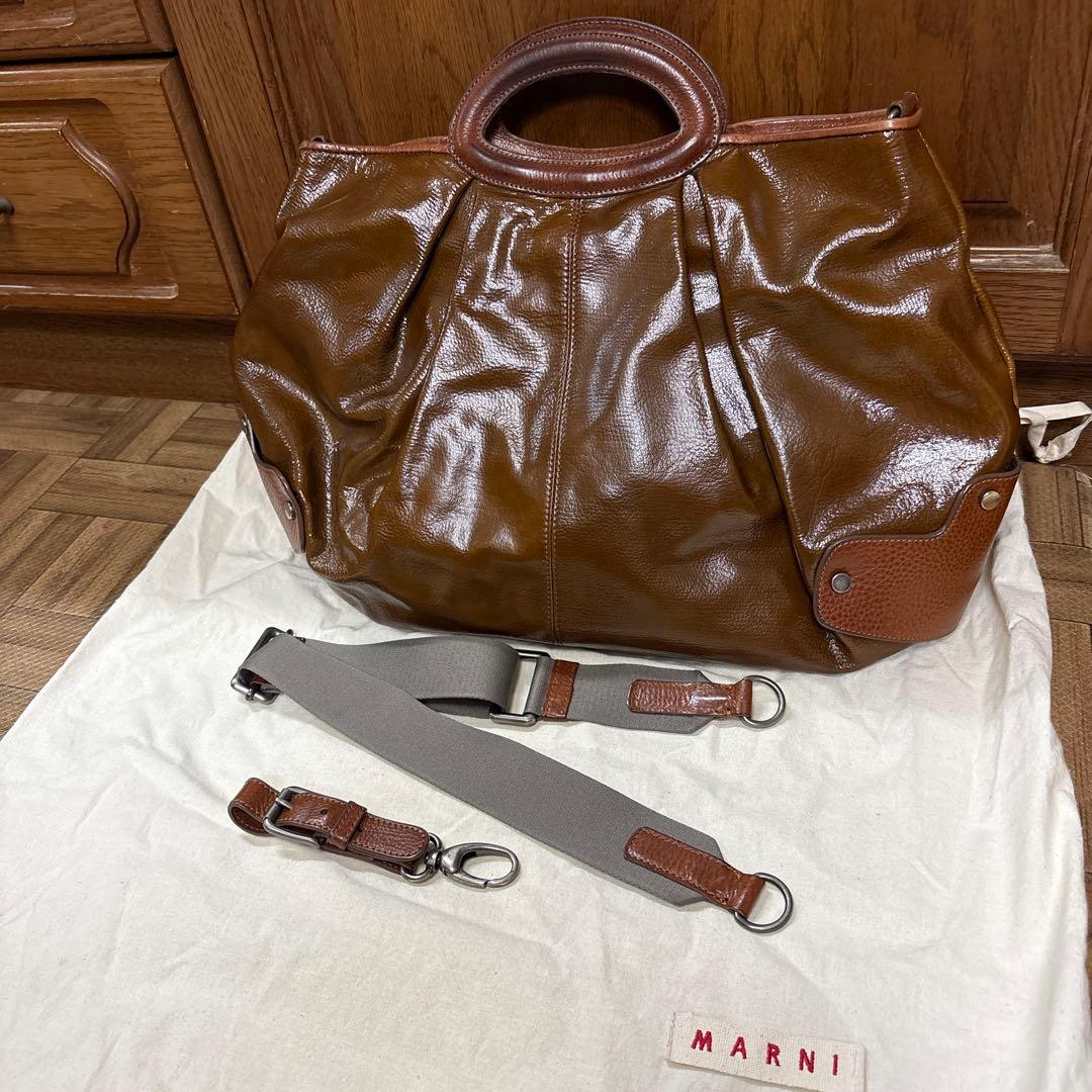 値下げ！マルニMARNI★ブラウンレザー 2wayバッグ