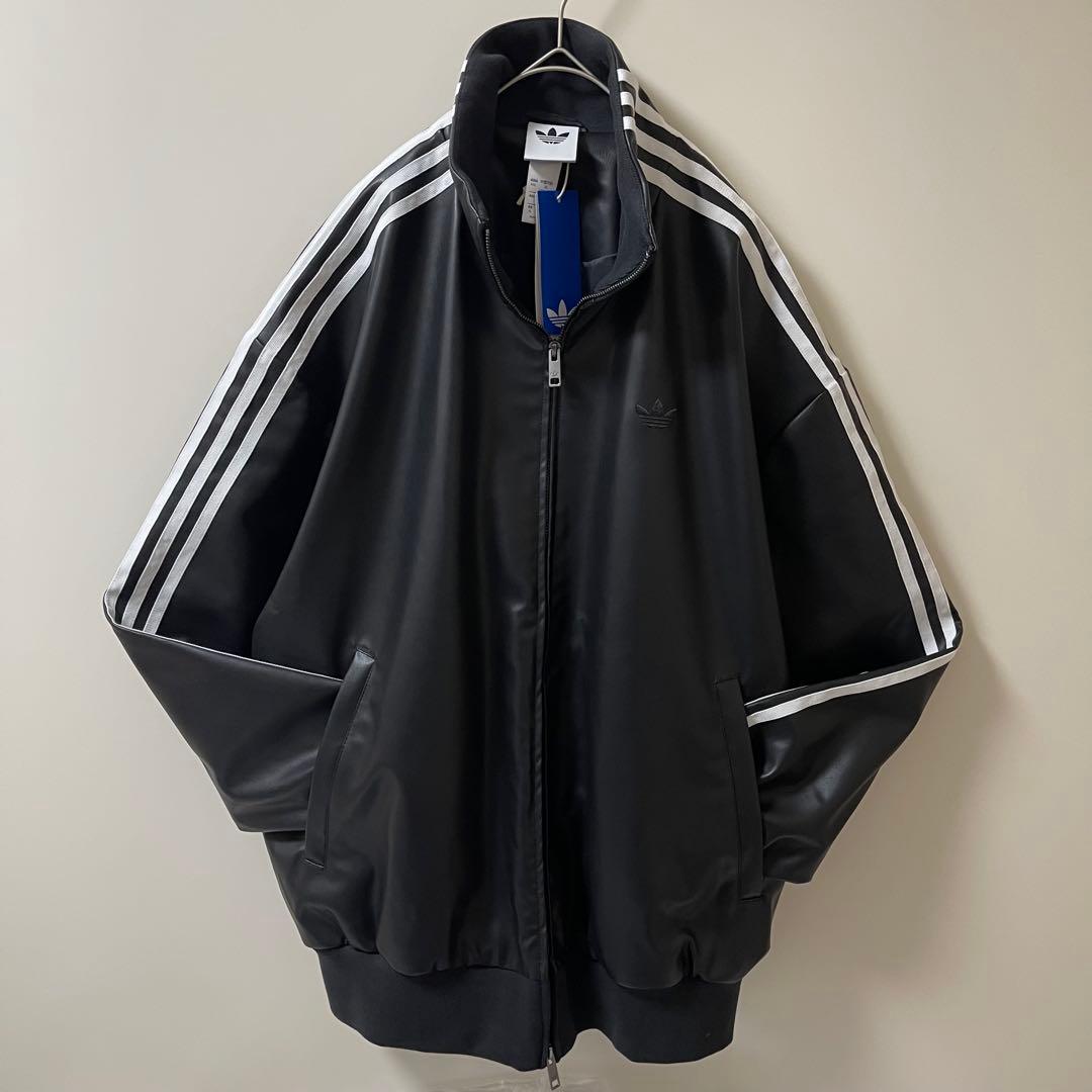 新品3XL】窪塚洋介 アディダス フェイクレザージャケットトップ プレザー3S黒