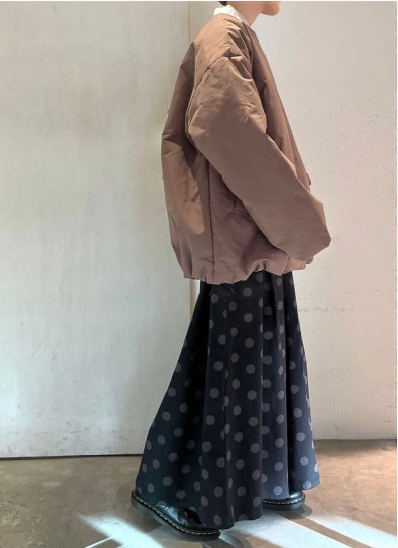 nop de nod ノップドゥノッド ノーカラー中綿ショートコートモカ 新品