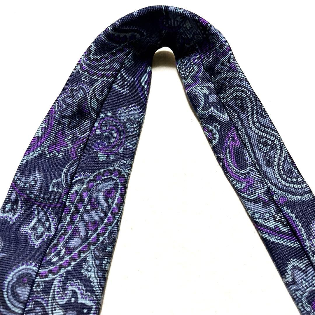 エトロ ETRO ペイズリー 植物柄 パープル 紫 シルク 高級 ネクタイ
