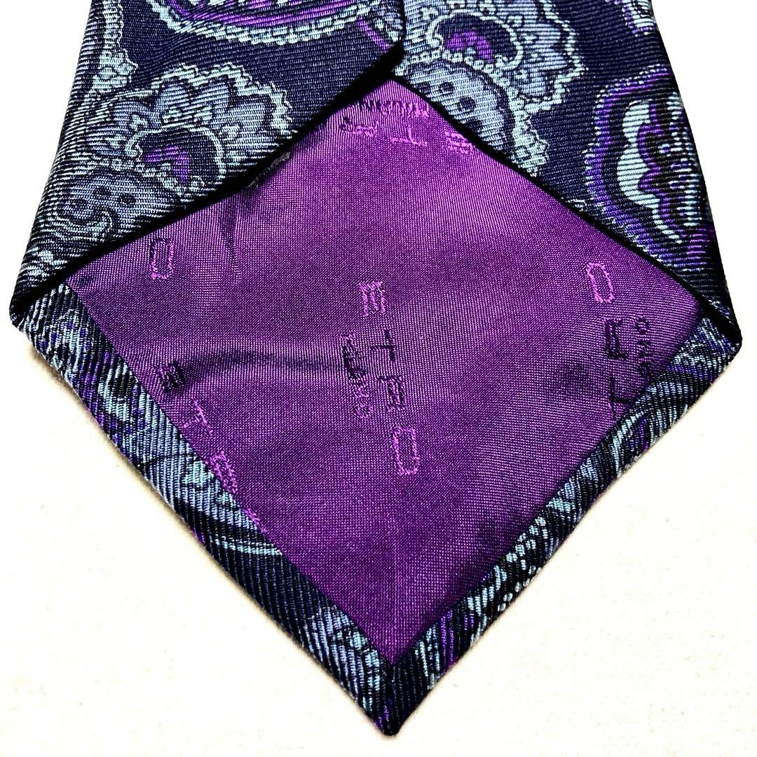 エトロ ETRO ペイズリー 植物柄 パープル 紫 シルク 高級 ネクタイ