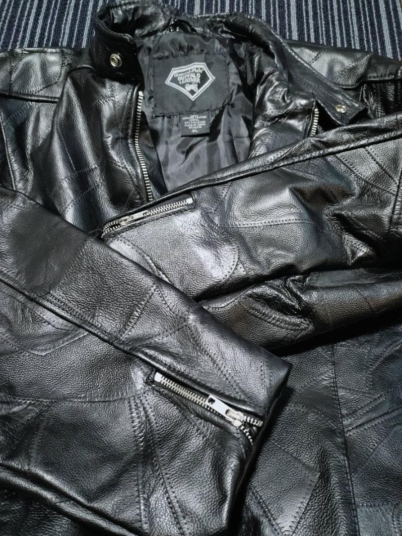 バッファローレザー モーターサイクルジャケット ＸＬ　バイク　 本革 レザー