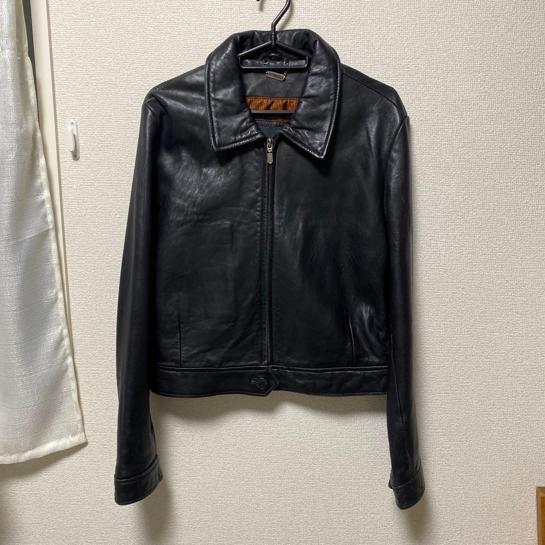 ヴィンテージ　短丈　ブラックレザージャケット　M