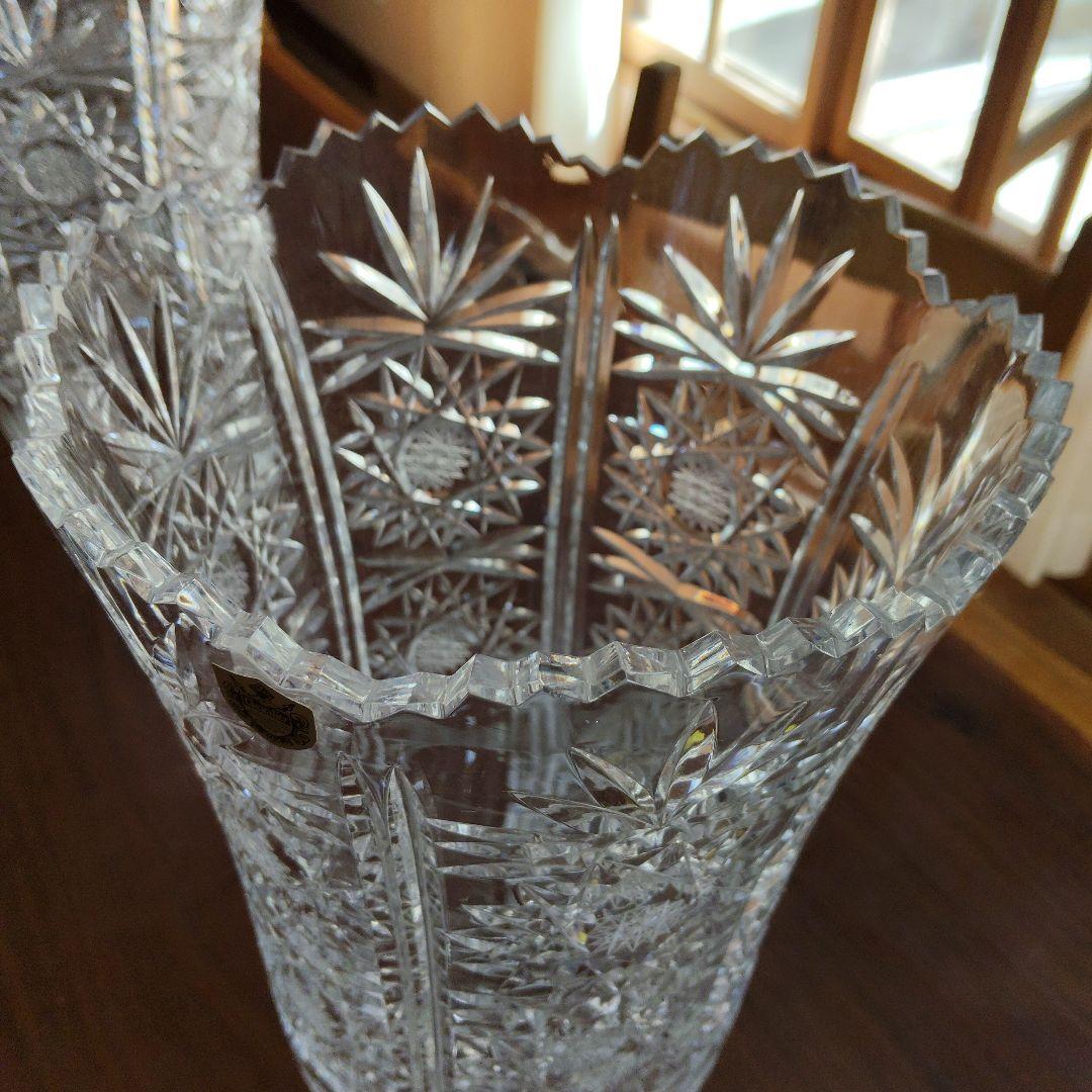 カメイクリスタル　Chevalier　カットガラス　大型花瓶　昭和ヴィンテージ