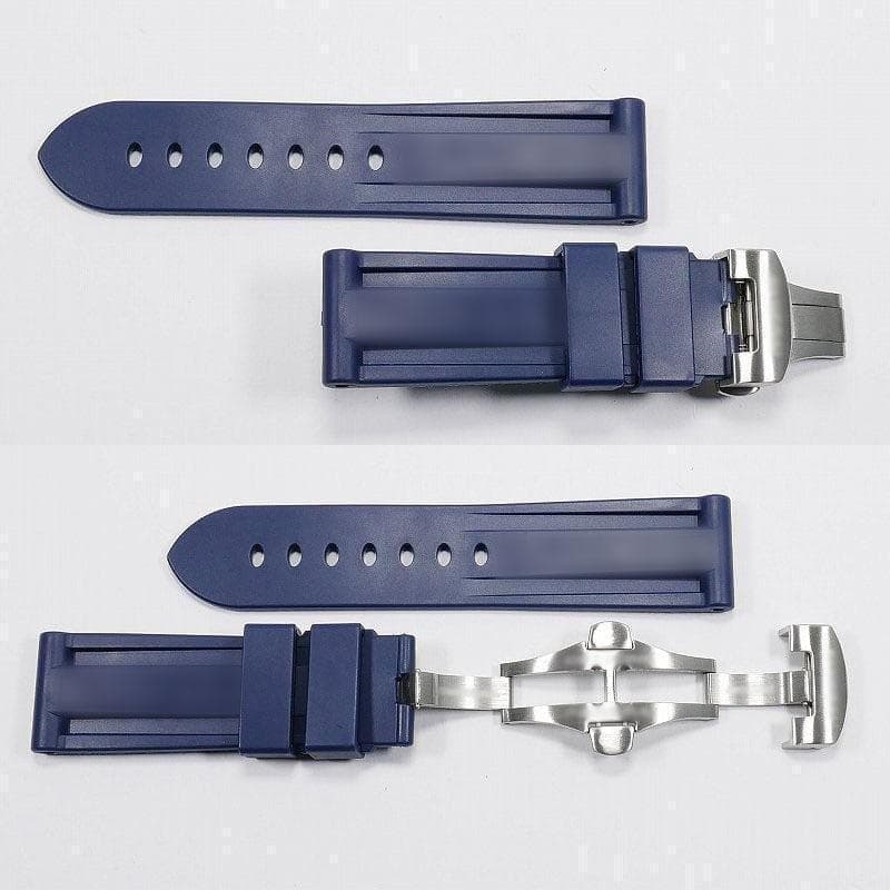 【ロゴ有り】互換ラバーベルト 24mm Ｄバックル付き ネイビー