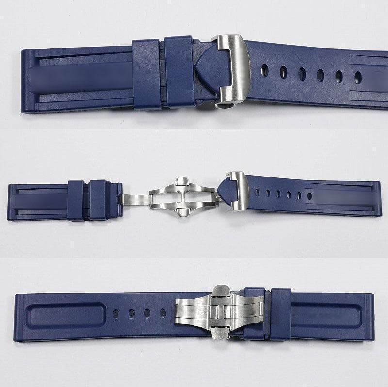 【ロゴ有り】互換ラバーベルト 24mm Ｄバックル付き ネイビー