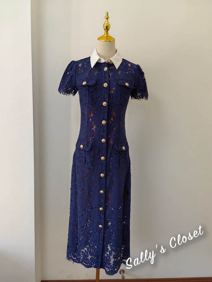 ❤️25秋新作 新品♡ SelfPortrait 青レースワンピース♡　F68