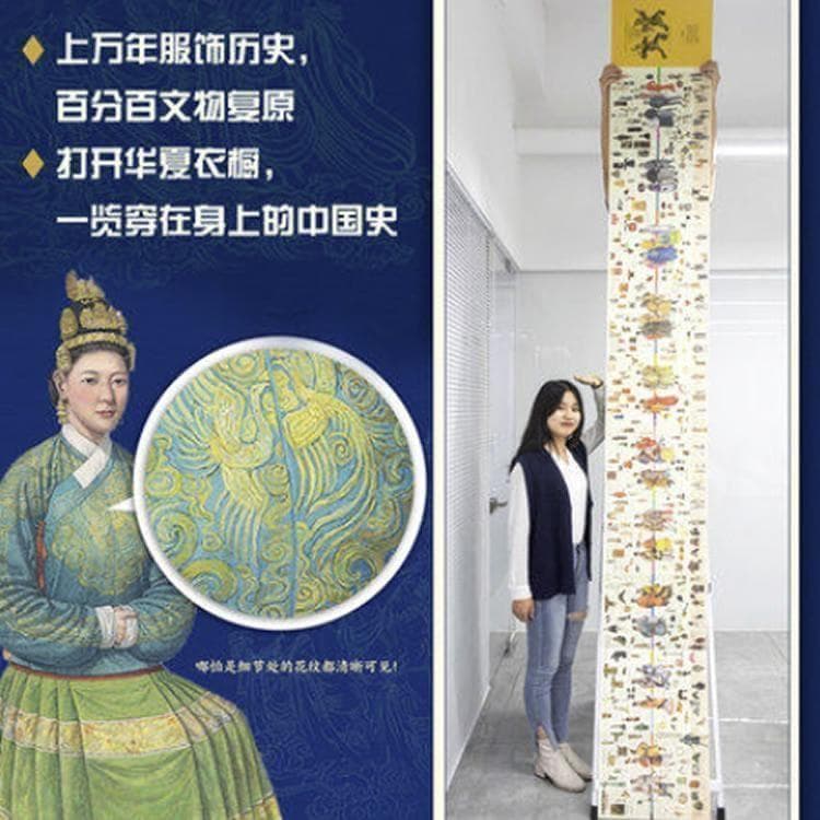 【新品】中国語書籍： 中国服饰通史 墙书 时间图谱百科全书