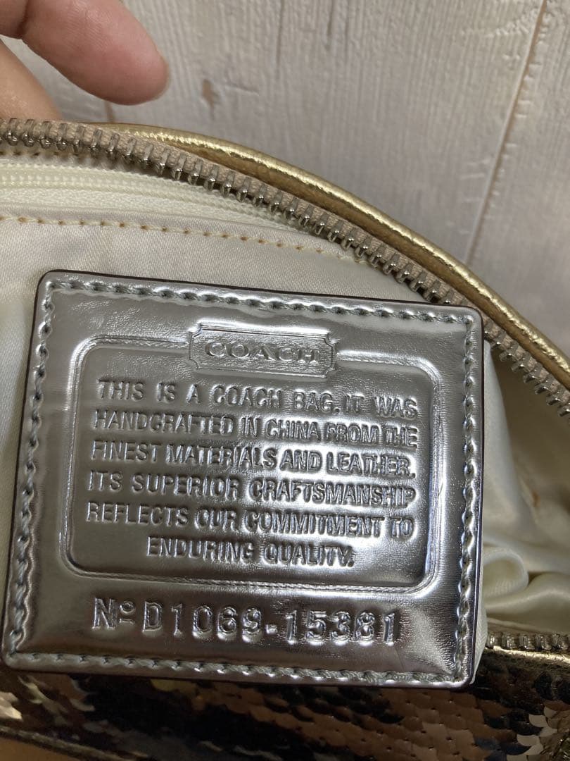 コーチCOACH☆2wayスパンコールハンドバック ショルダー紐有り