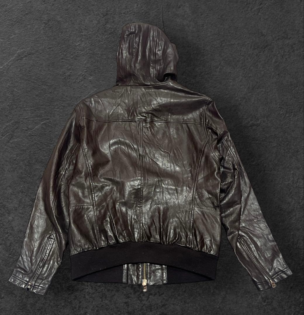 00s【archive】 sheep leather hoodie BLACK
