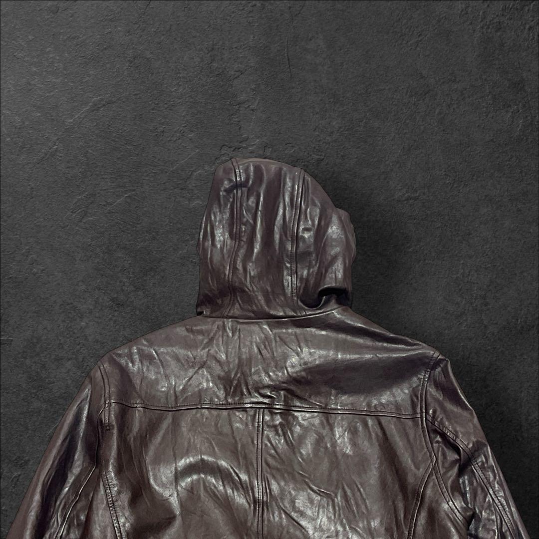 00s【archive】 sheep leather hoodie BLACK