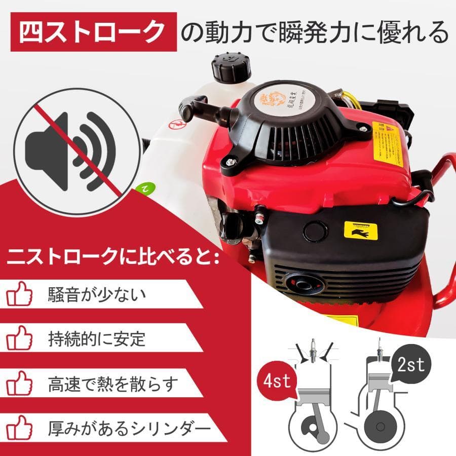 エンジン式耕運機 手押し耕うん機 排気量55cc 四ストローク動力耕幅
