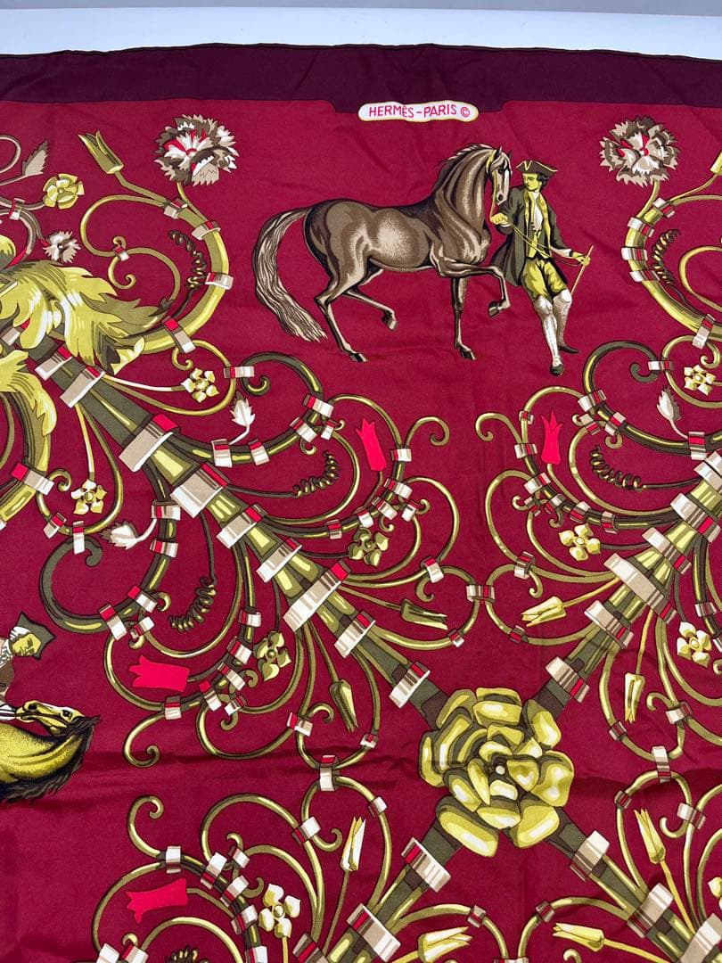 a0105-2エルメス　HERMES　パルク　ロイヤル　カレ90　スカーフ　赤