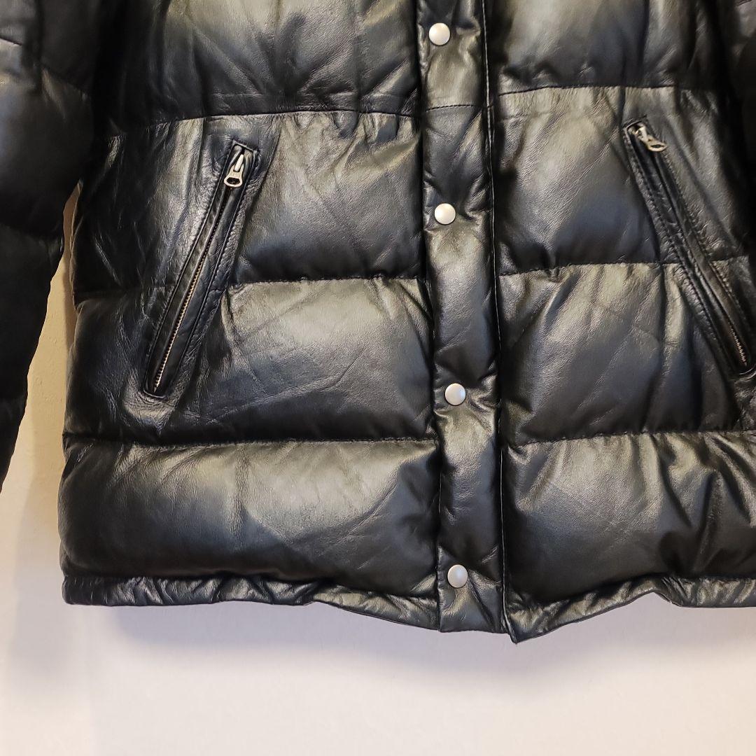 超美品 黒Liugoo Leathers春レザーダウンジャケット羊革 3L