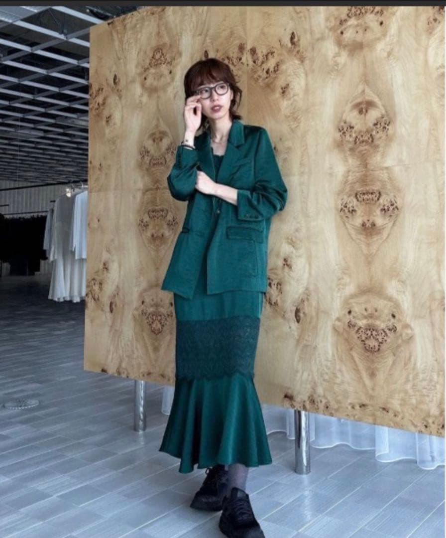 ワンピース JACKET SET FLUFFY LACE DRESS ameri