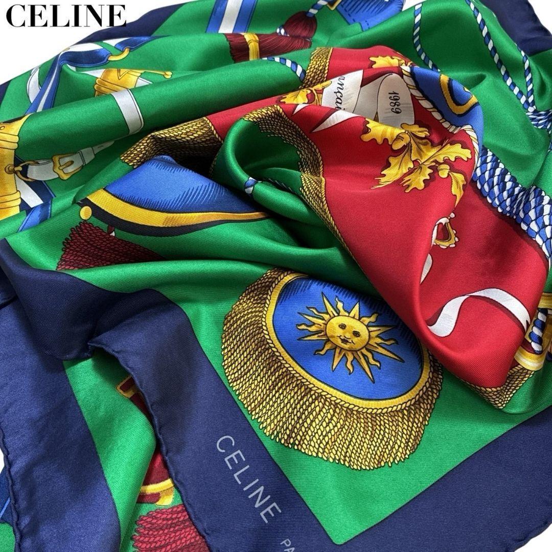 極美品✨CELINE セリーヌ 大判スカーフ ストール 総柄 ベルト 楽器