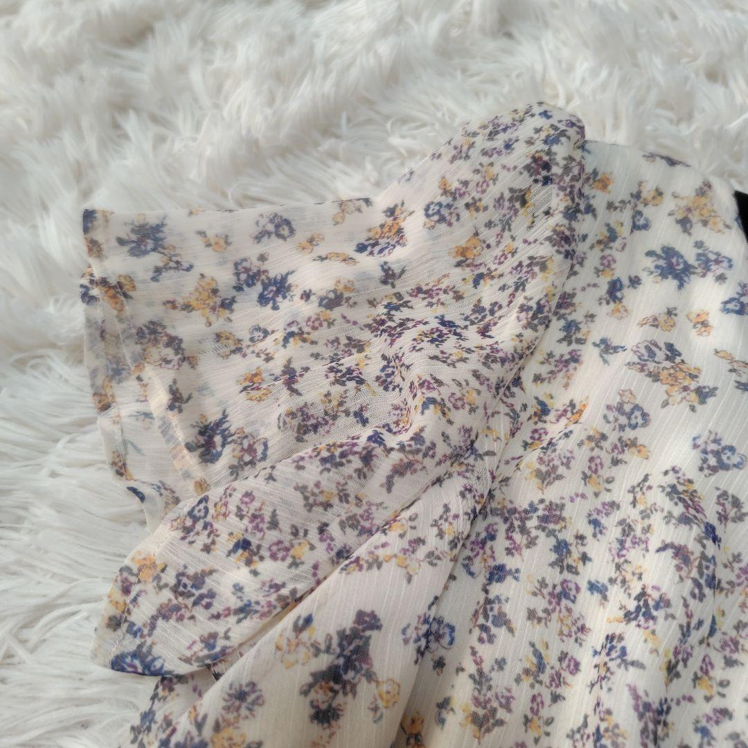 【美品♡希少42】ローズティアラ　シフォンフラワープリーツワンピース 2.7万
