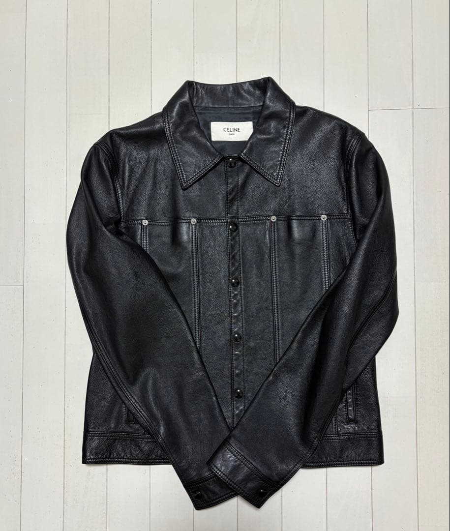 【極美品】 CELINE 20AW トラッカーレザージャケット ソフトラムスキン