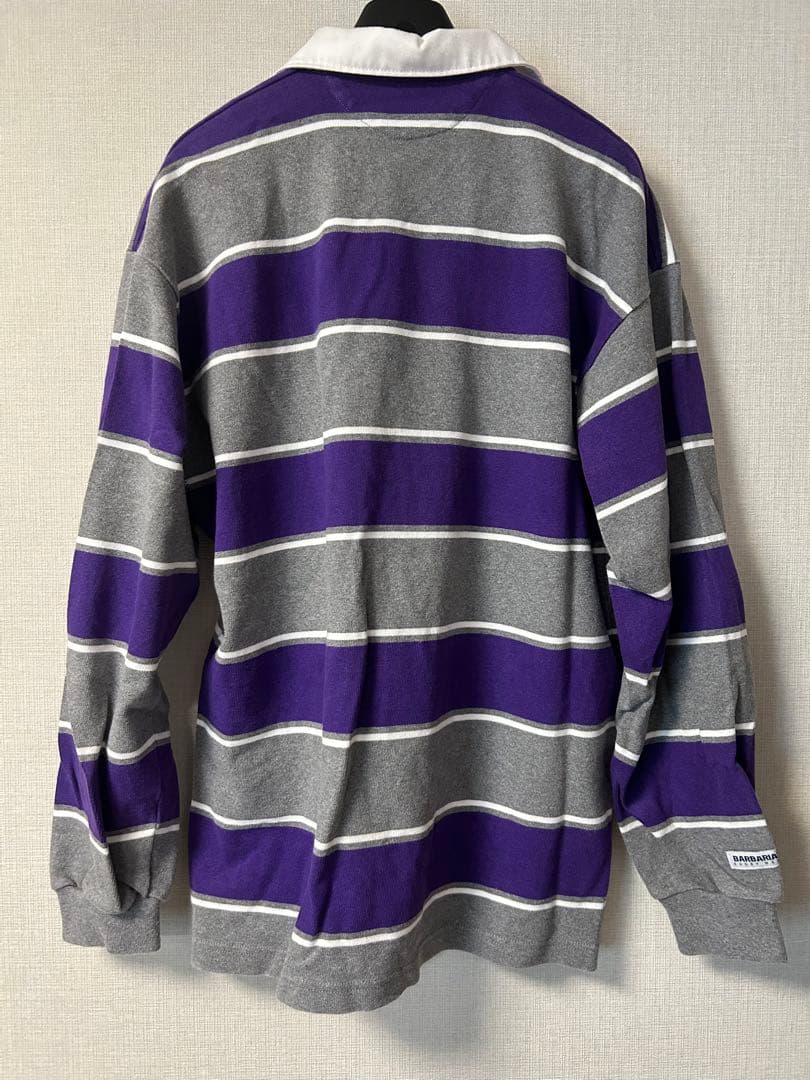 バーバリアン　BARBARIAN ラガーシャツ　XL グレー　パープル