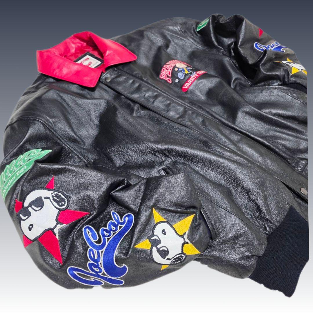 希少 90s American Toons スヌーピー 本革 レザージャケットL